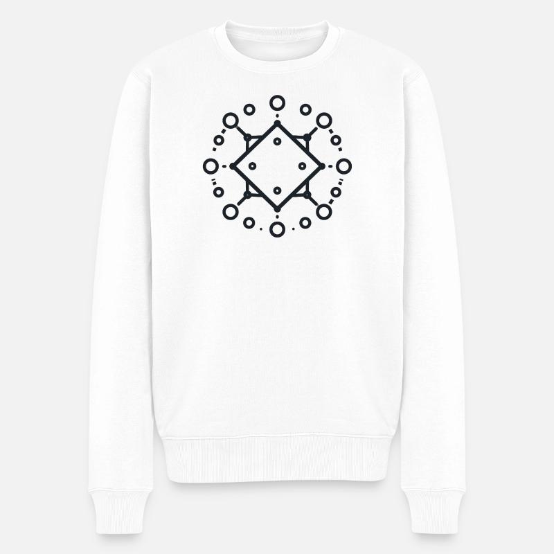 Geometrisches Diamant-Mandala - Männer Premium Bio Pullover - Weiß