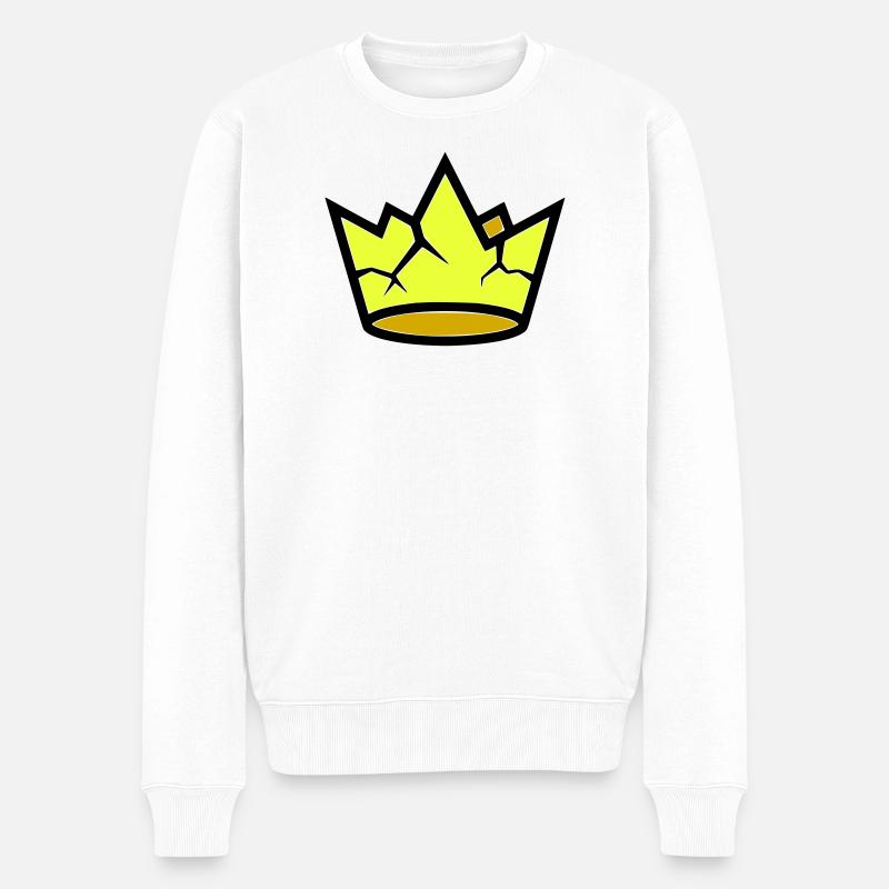 Grunge Broken Crown Vector fissuré - Pull Premium bio Homme - blanc