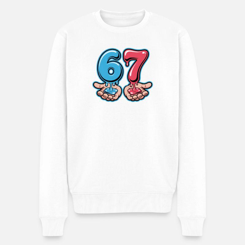 67 - Funny Six Seven T-Shirt - Männer Premium Bio Pullover - Weiß
