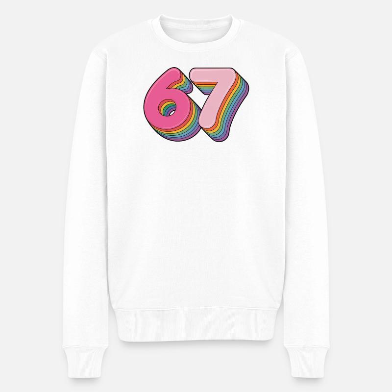 67 - Funny Six Seven T-Shirt - Männer Premium Bio Pullover - Weiß