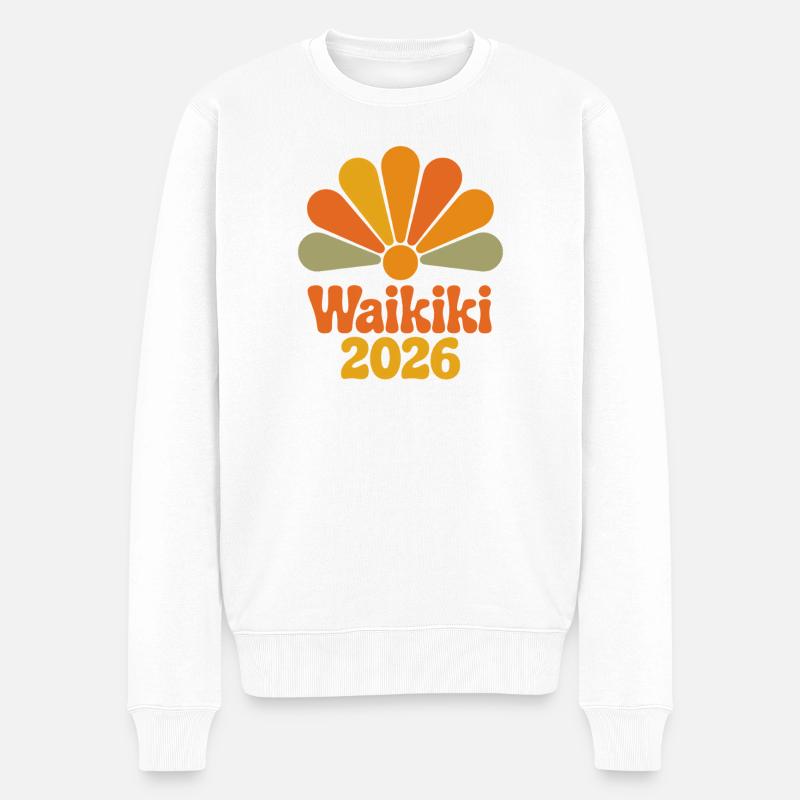 Waikiki 2026 Retro Bloom - Männer Premium Bio Pullover - Weiß