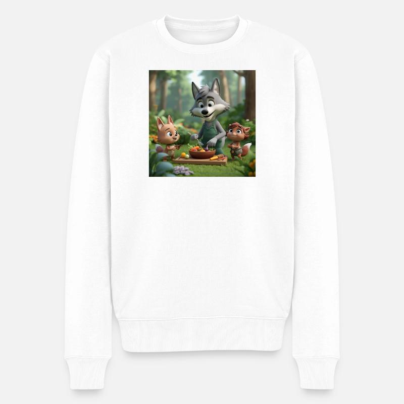 Wolf, veganer Wolf, freundlicher Wolf - Männer Premium Bio Pullover - Weiß