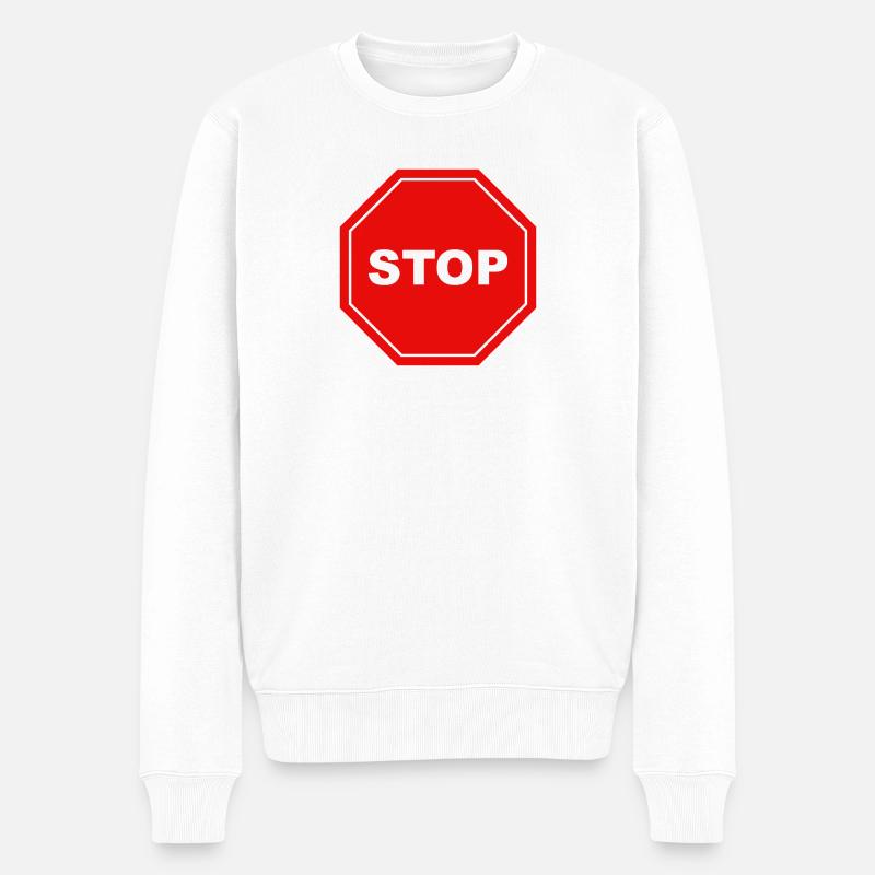 Panneau stop - Pull Premium bio Homme - blanc