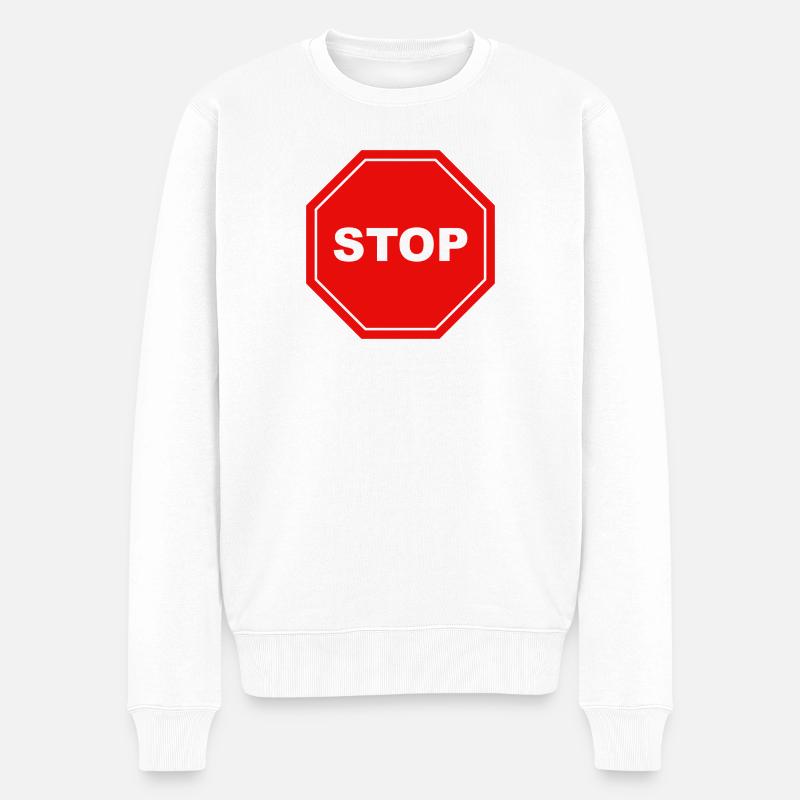 Stoppschild - Männer Premium Bio Pullover - Weiß