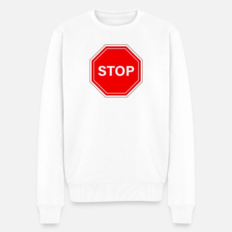 Stoppschild - Männer Premium Bio Pullover - Weiß