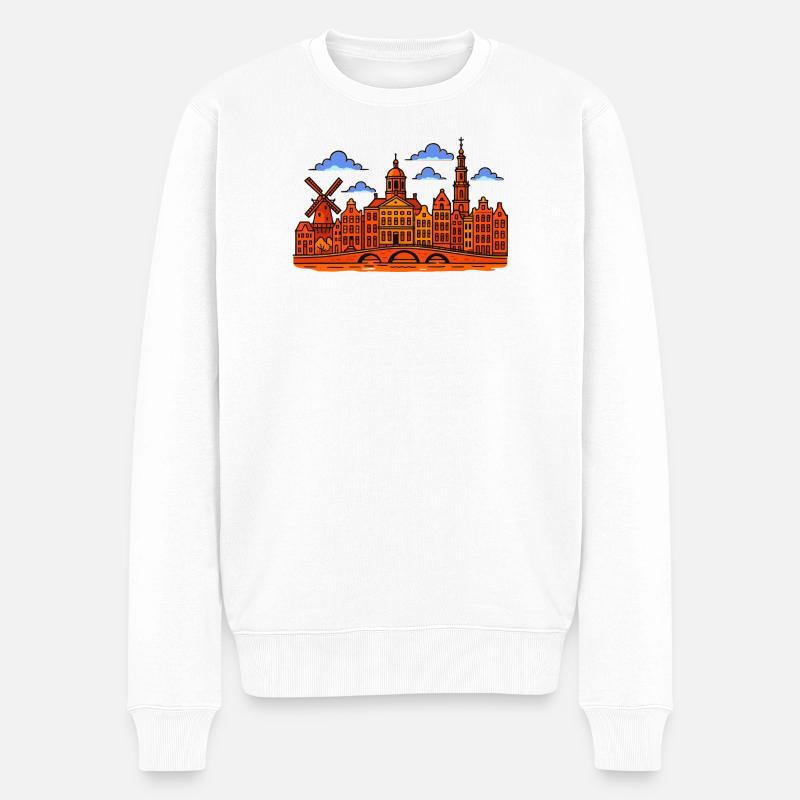 Amsterdam Skyline - Pull Premium bio Homme - blanc