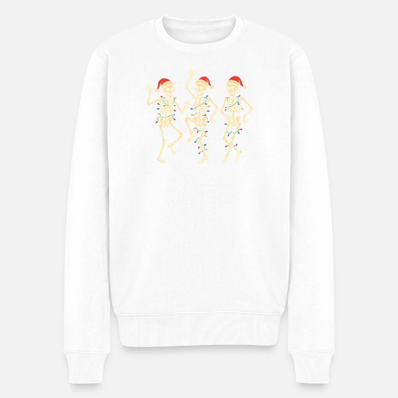 Tanzende Weihnachtsskelette - Männer Premium Bio Pullover - Weiß