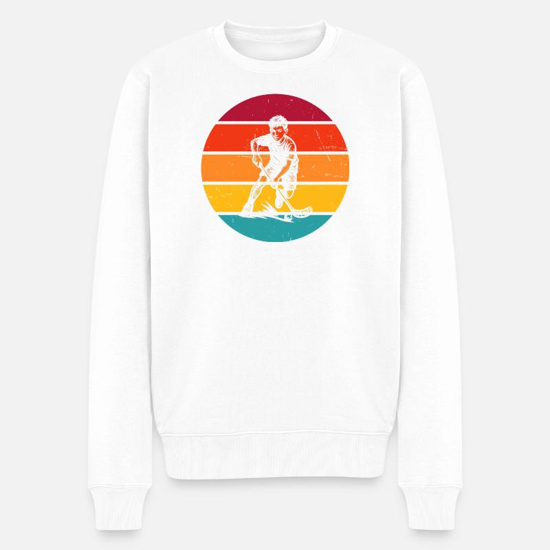 Motif classique du floorball - Pull Premium bio Homme - blanc