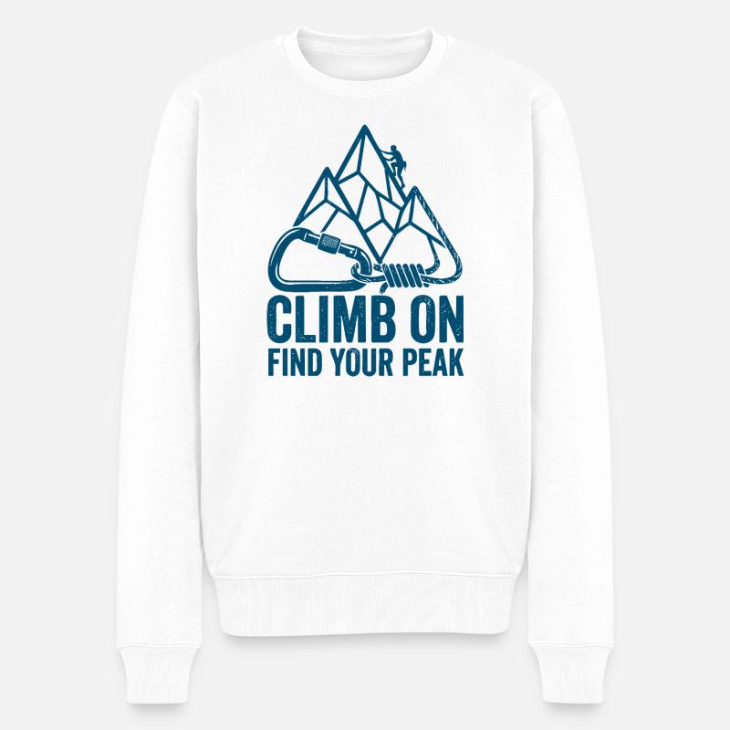 Climb On: Finde deinen Gipfel - Männer Premium Bio Pullover - Weiß