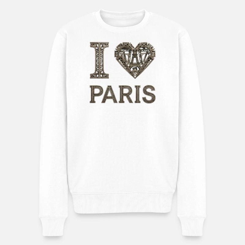 Paris – Urbane Eleganz - Männer Premium Bio Pullover - Weiß