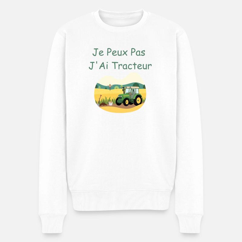 Ich kann nicht, ich habe einen Traktor - Männer Premium Bio Pullover - Weiß