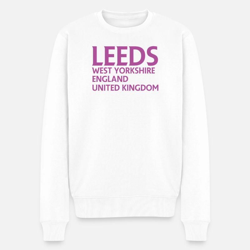 Leeds – England Liedtextdesign - Männer Premium Bio Pullover - Weiß