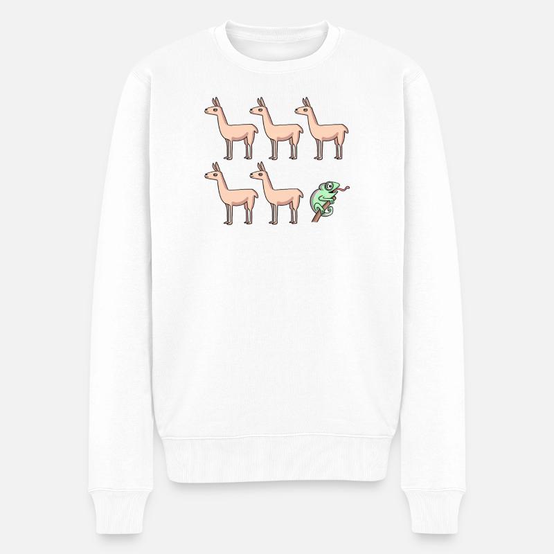 Caméléon Llama - Pull Premium bio Homme - blanc