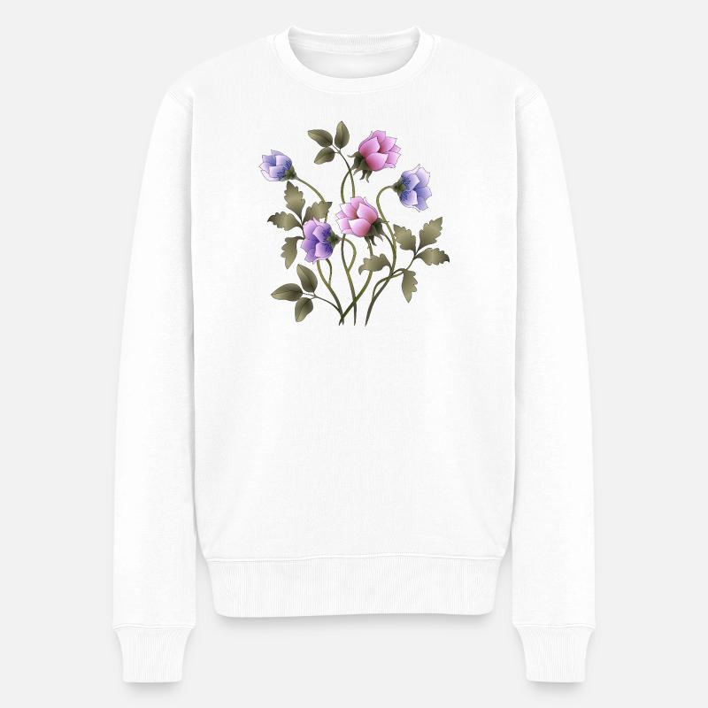 Blumen - Männer Premium Bio Pullover - Weiß