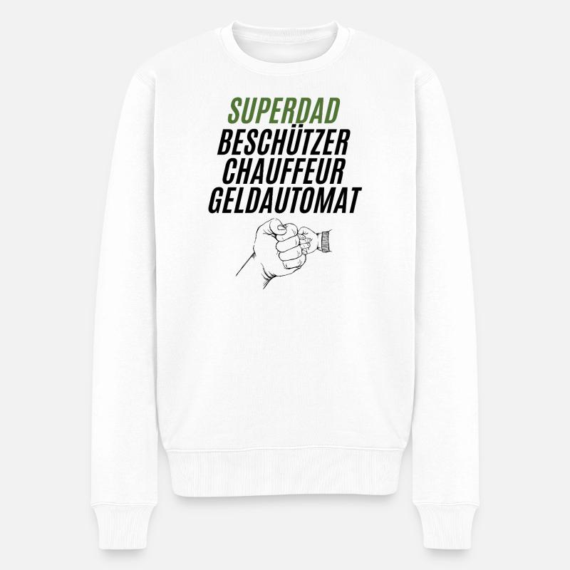 Superdad Kraftvoll Grün - Männer Premium Bio Pullover - Weiß
