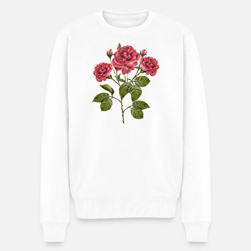 Blumen - Männer Premium Bio Pullover - Weiß