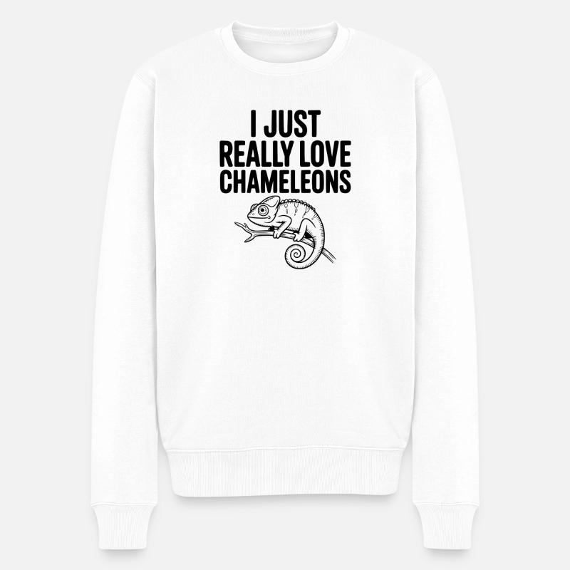 Ich liebe Chamäleons einfach. - Männer Premium Bio Pullover - Weiß