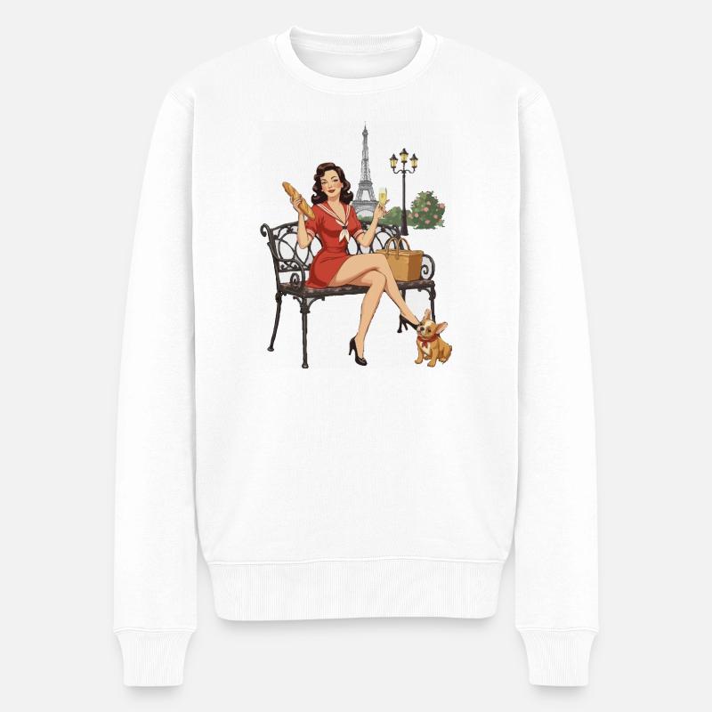 Pin-up de Paris sur le banc - Pull Premium bio Homme - blanc