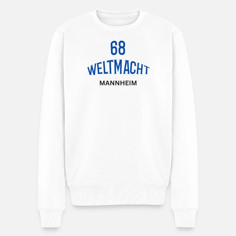 68 Weltmacht Mannheim - Männer Premium Bio Pullover - Weiß