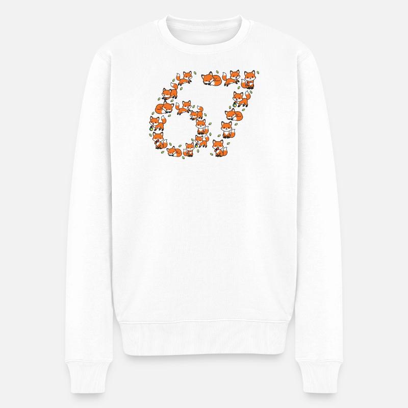 Fox Ring Pattern 67 Meme - Men's Premium Organic Jumper - white