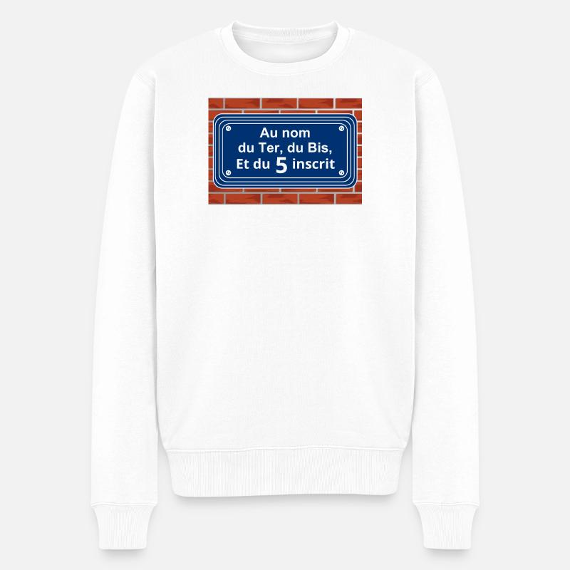 Rue du 5 mit Inschrift - Männer Premium Bio Pullover - Weiß