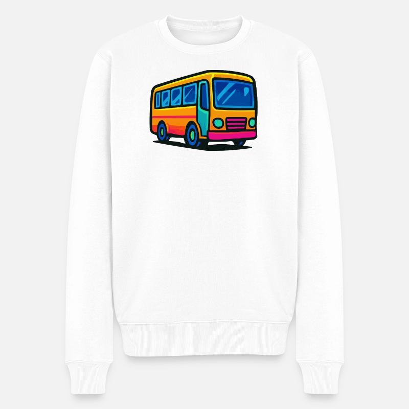  Comic-Bus Illustration - Männer Premium Bio Pullover - Weiß