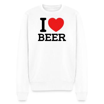 I love Beer (Farben änderbar) - Männer Premium Bio Pullover - Weiß - Vorne - Thijin (182cm)