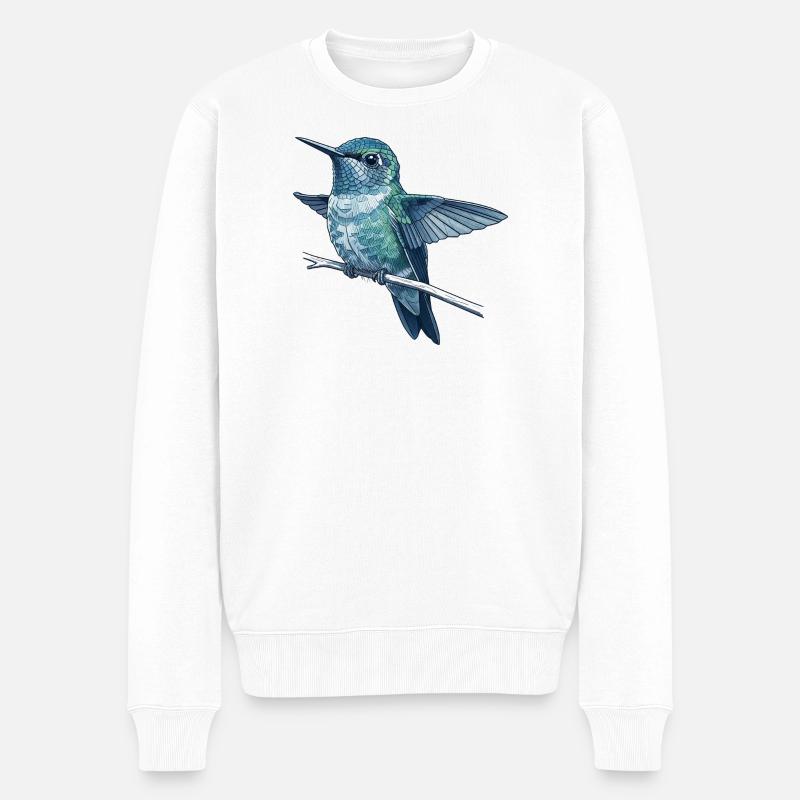 Colibri en reflet aquarelle - Pull Premium bio Homme - blanc