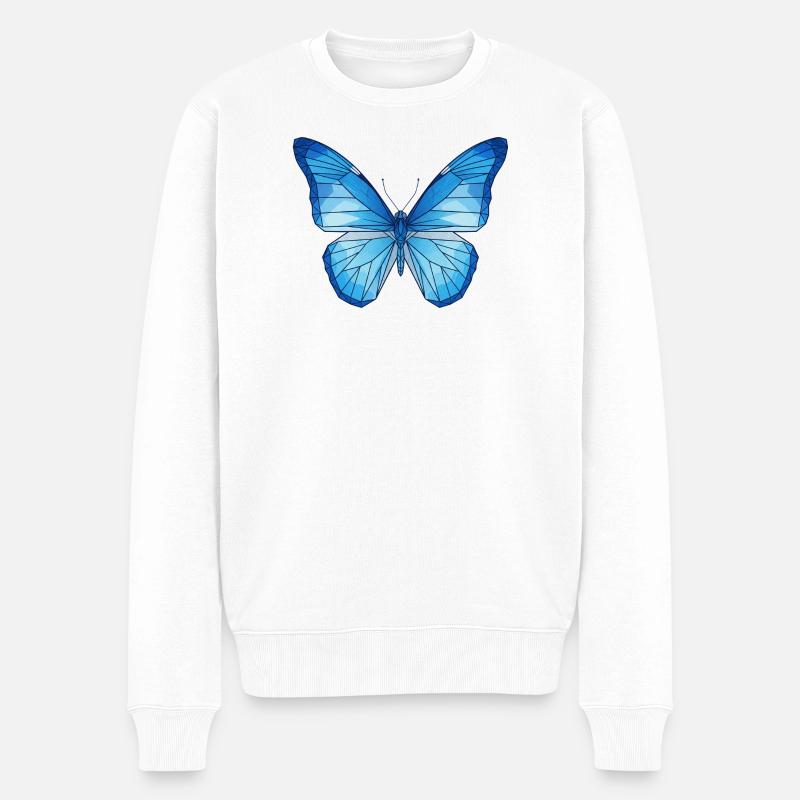 Geometrischer Blauschmetterling - Männer Premium Bio Pullover - Weiß