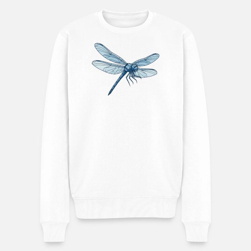 Bleu libellule géométrique - Pull Premium bio Homme - blanc