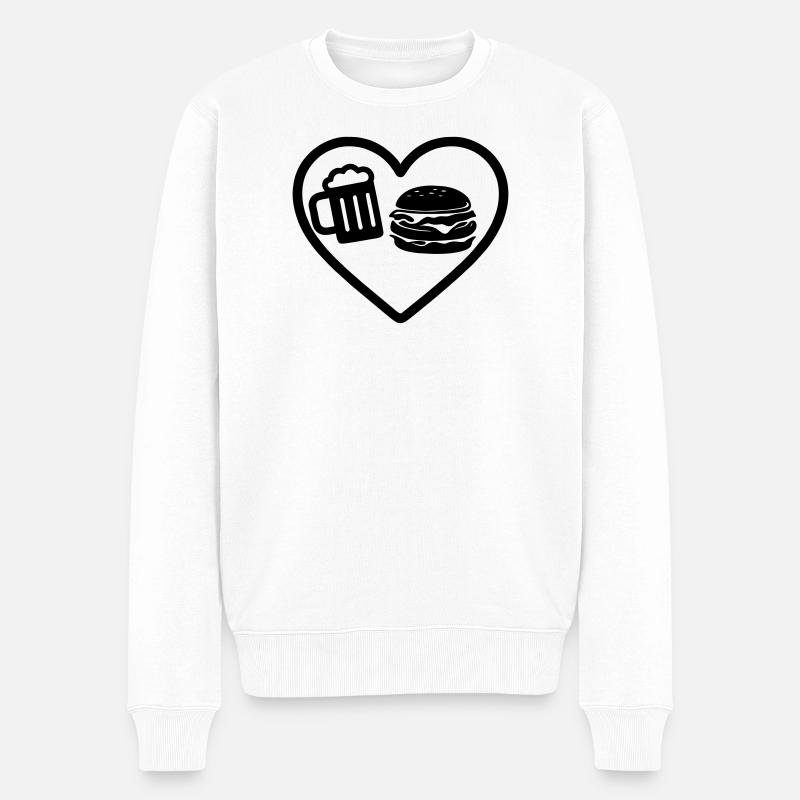 Heart Burger Bier - Männer Premium Bio Pullover - Weiß
