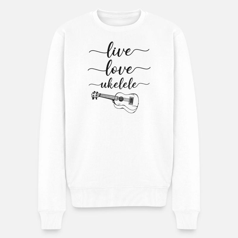Ukulélé hawaïen ukulélé fille en direct - Pull Premium bio Homme - blanc