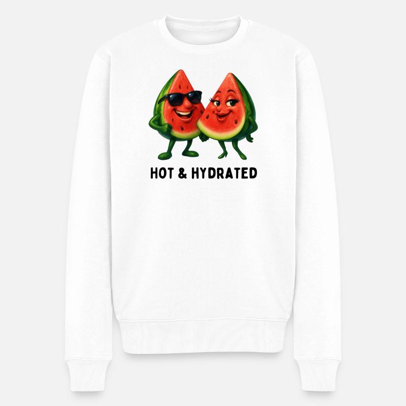 Couple de pastèques amusants d’été - Pull Premium bio Homme - blanc