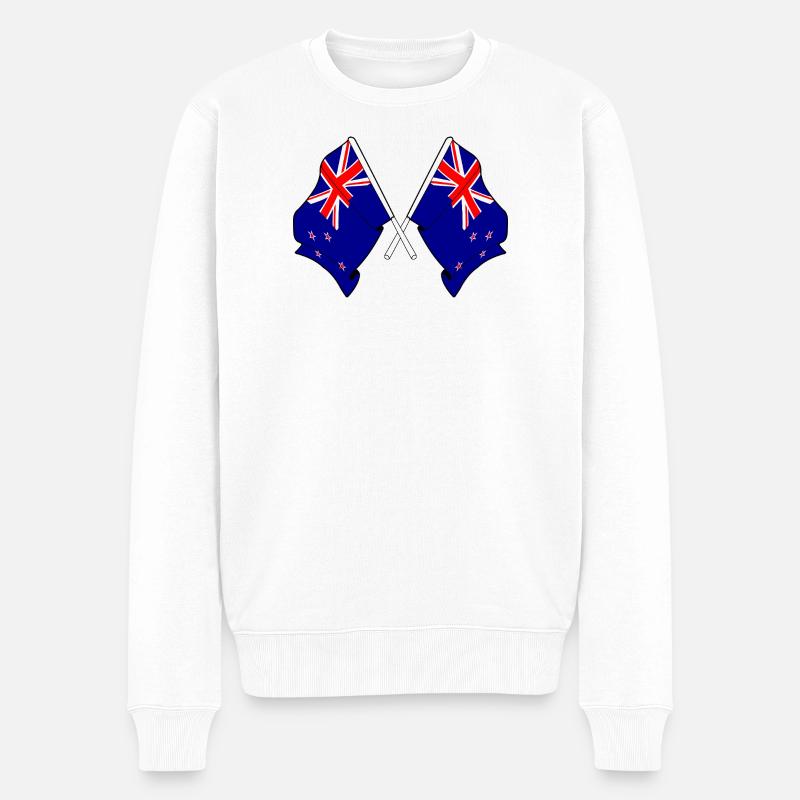 Drapeaux croisés de la Nouvelle-Zélande - Pull Premium bio Homme - blanc