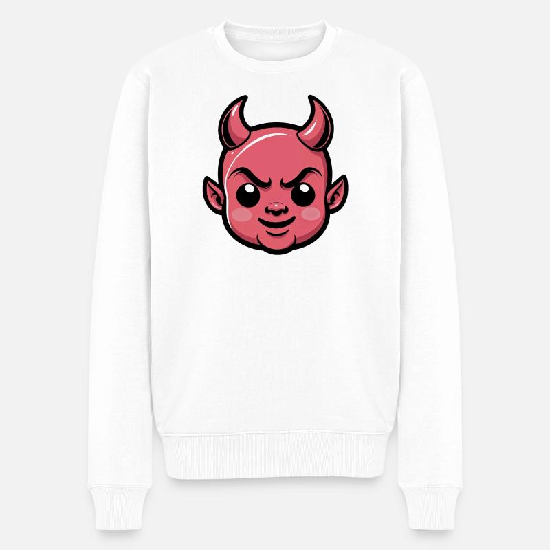 Rosa Teufelchen Cartoon Motiv - Männer Premium Bio Pullover - Weiß
