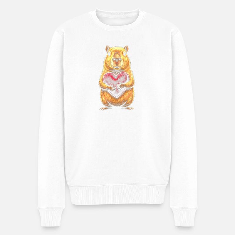 Biber Herz Motiv - Männer Premium Bio Pullover - Weiß