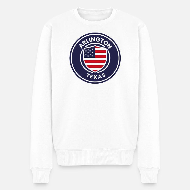 Arlington-Texas-Emblem mit Flagge - Männer Premium Bio Pullover - Weiß