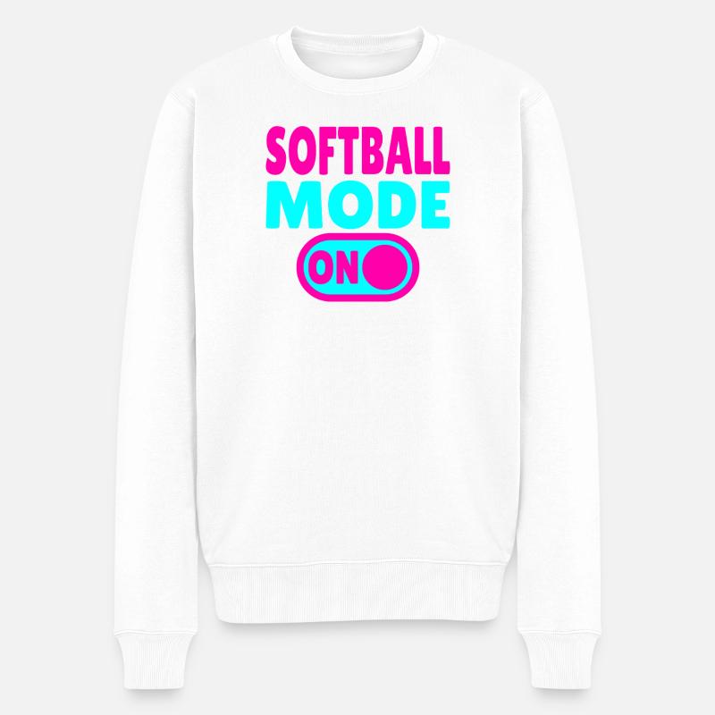Softball Mode ON  - Männer Premium Bio Pullover - Weiß