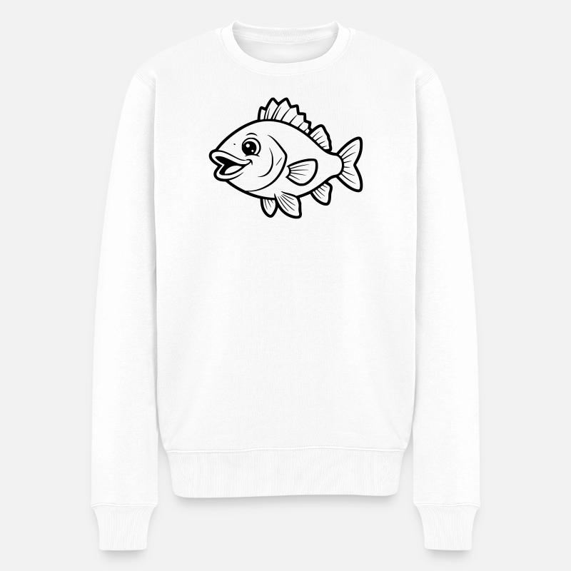 Page de coloriage de bandes dessinées Poisson Perch Mignon - Pull Premium bio Homme - blanc