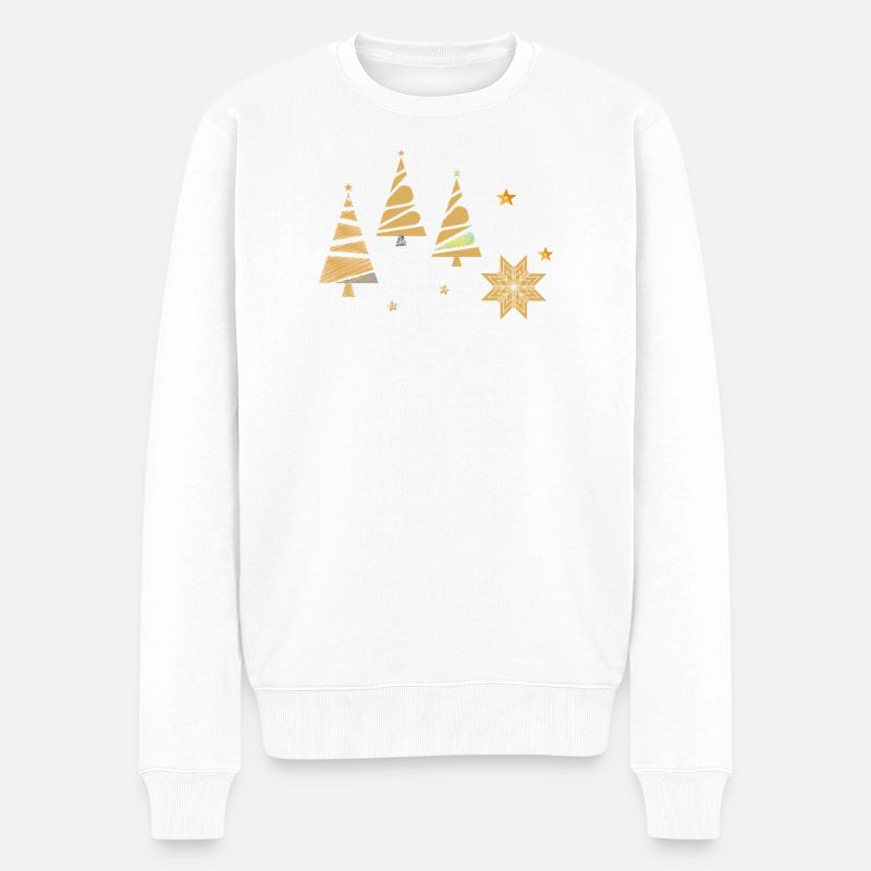Goldene Weihnachtsbäume - Männer Premium Bio Pullover - Weiß