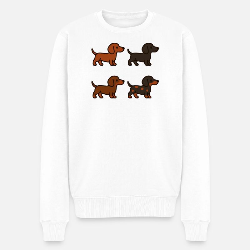 Ensemble d’illustrations de teckel mignon - Pull Premium bio Homme - blanc