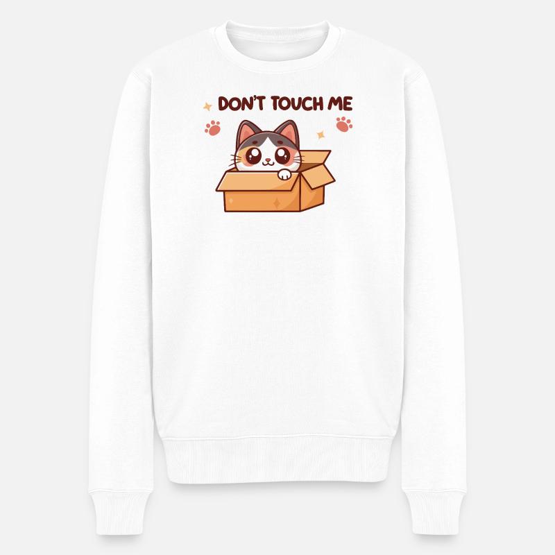 Chaton Dans Boîte – Pas Toucher - Pull Premium bio Homme - blanc