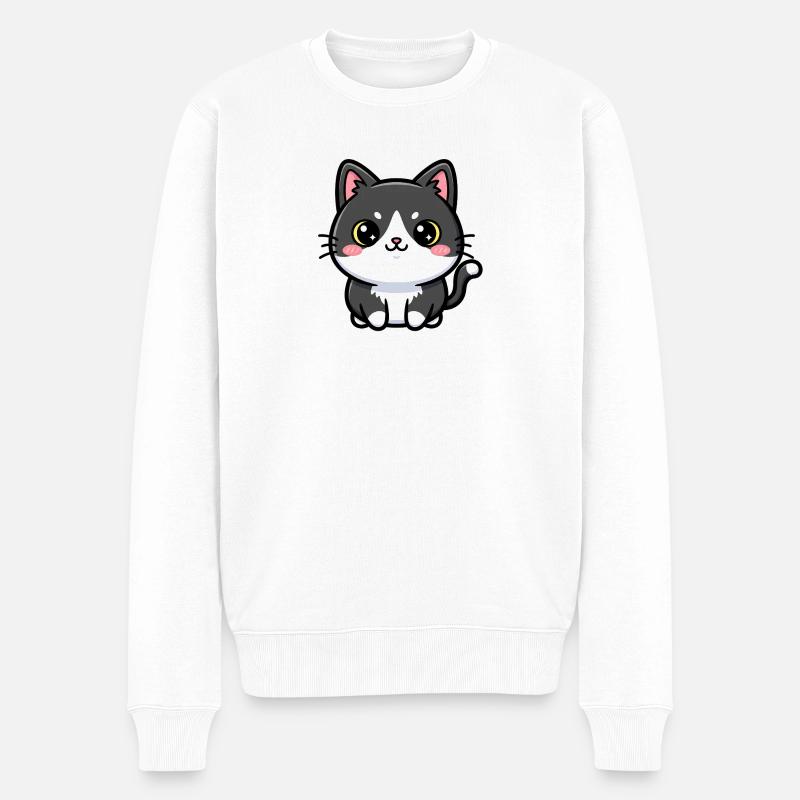 Charme Chibi Chat - Pull Premium bio Homme - blanc
