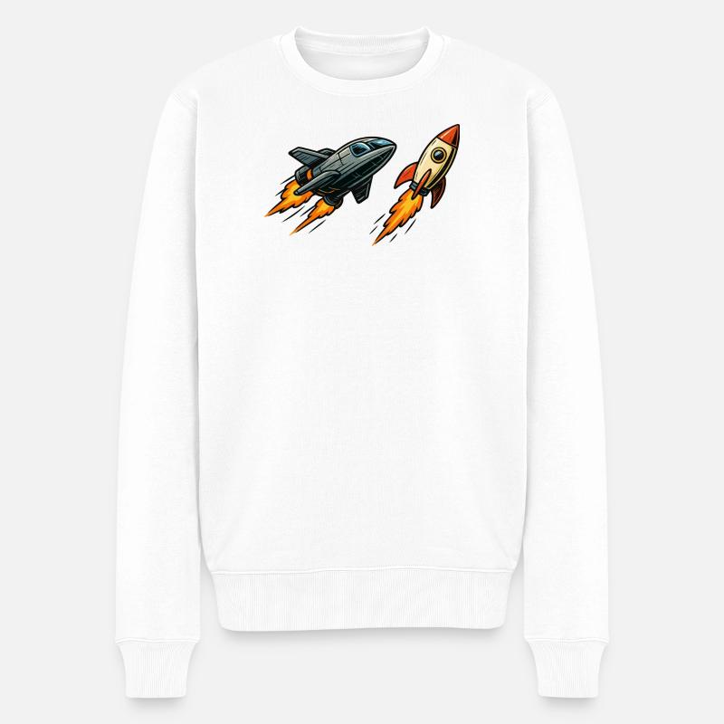 Raketensprint Cartoon-Weltraum - Männer Premium Bio Pullover - Weiß