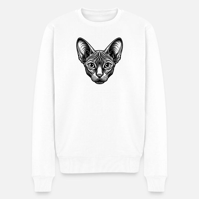 Chat Sphynx - Pull Premium bio Homme - blanc