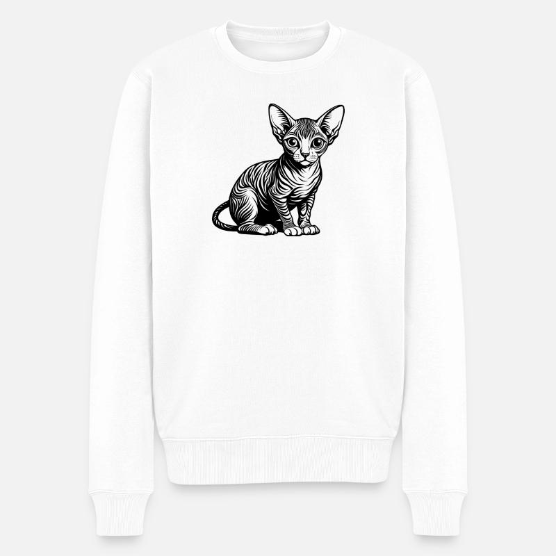Sphynx-Katze - Männer Premium Bio Pullover - Weiß