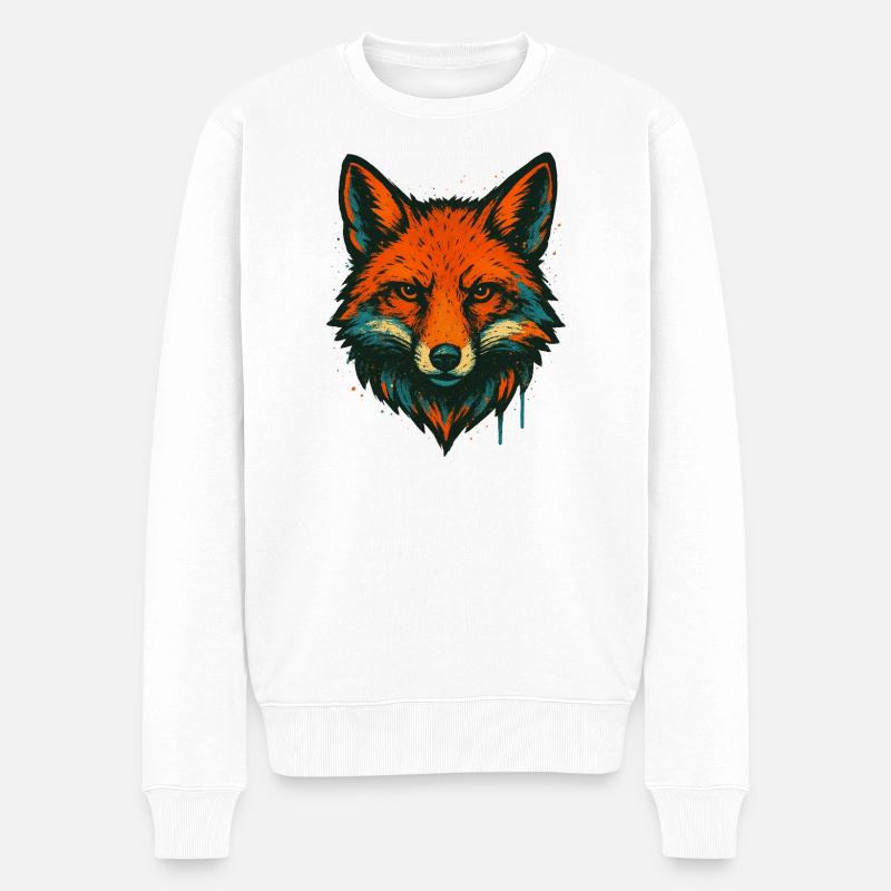 Fuchs im Neon-Graffiti - Männer Premium Bio Pullover - Weiß
