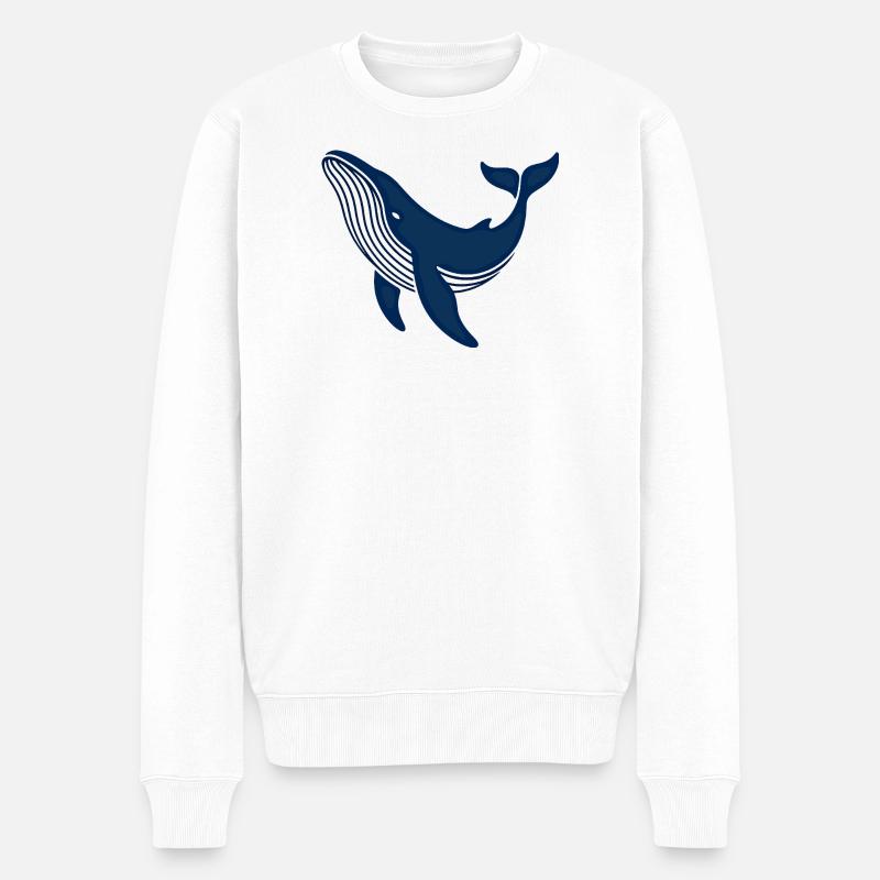 Blauer Wal - Männer Premium Bio Pullover - Weiß