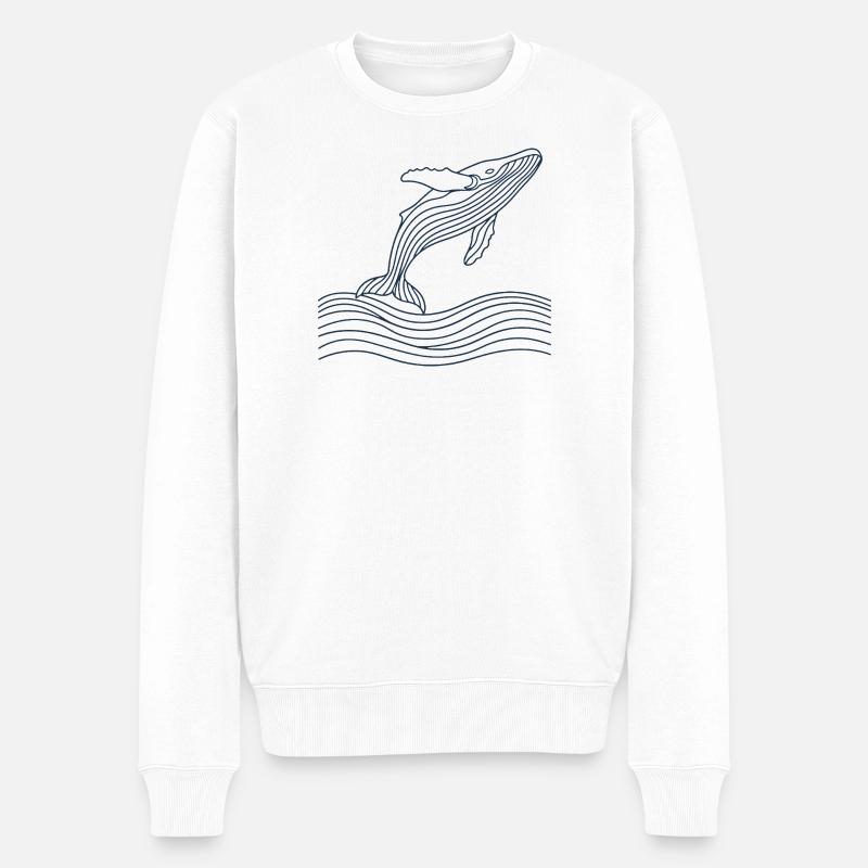 Vagues de baleines - Pull Premium bio Homme - blanc