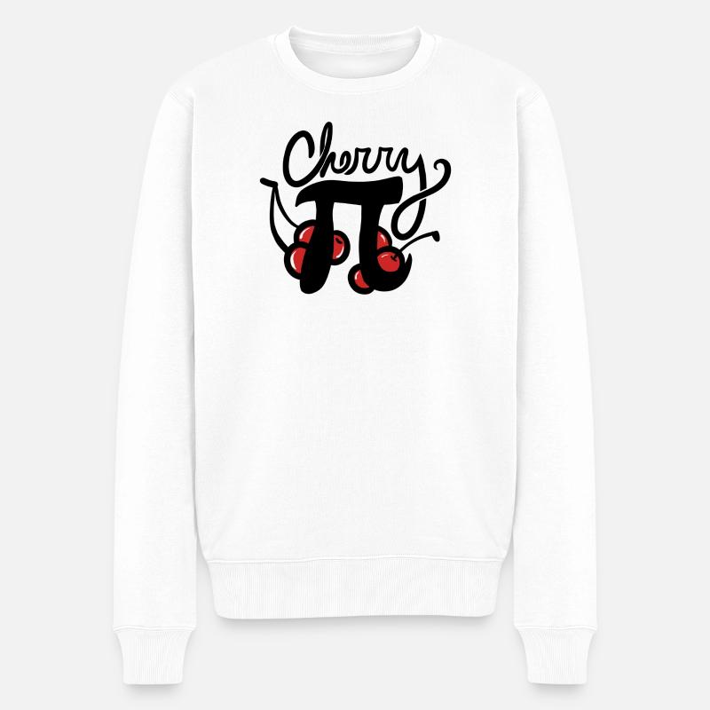 Cherry Pi Illustration - Männer Premium Bio Pullover - Weiß